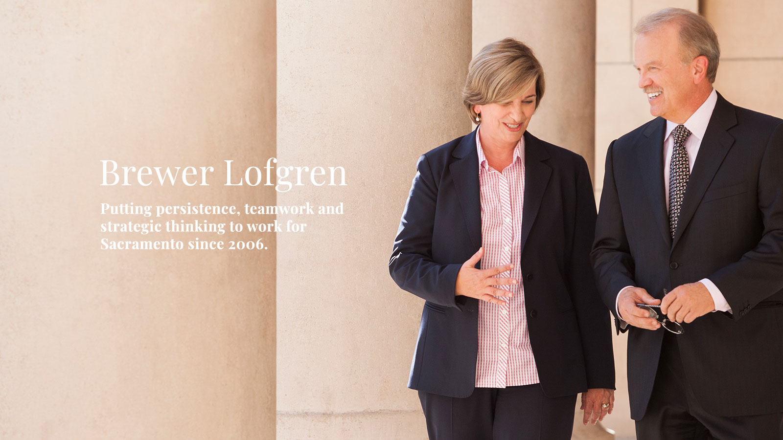 Brewer Lofgren - Martha Lofgren and Roy Brewer in discussion outside courthouse